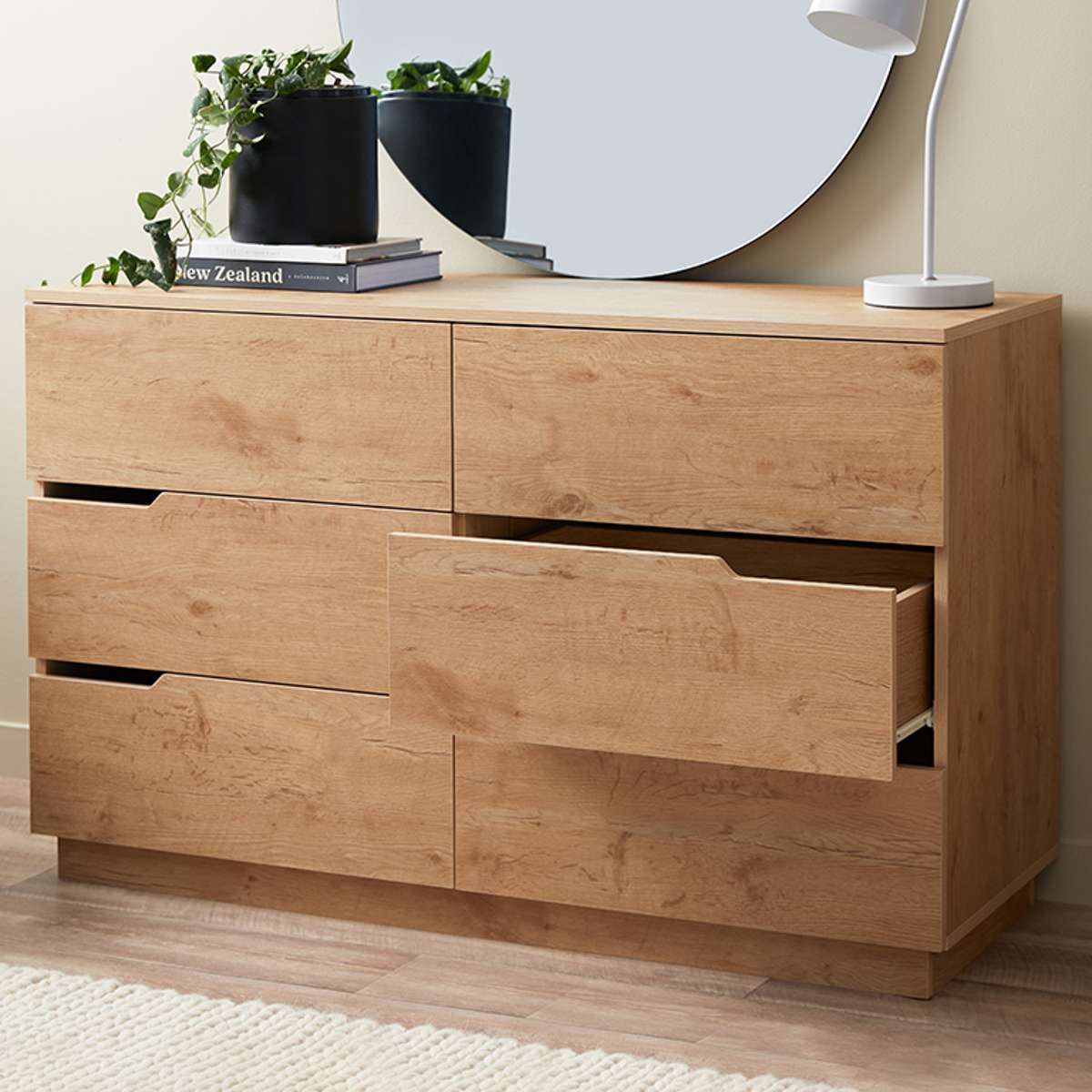 Zack Six Drawer - Natural | 6 Spacious Drawers | Mocka NZ