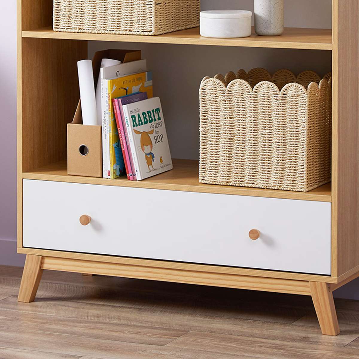 Aspen Bookcase - White/Natural - Mocka New Zealand
