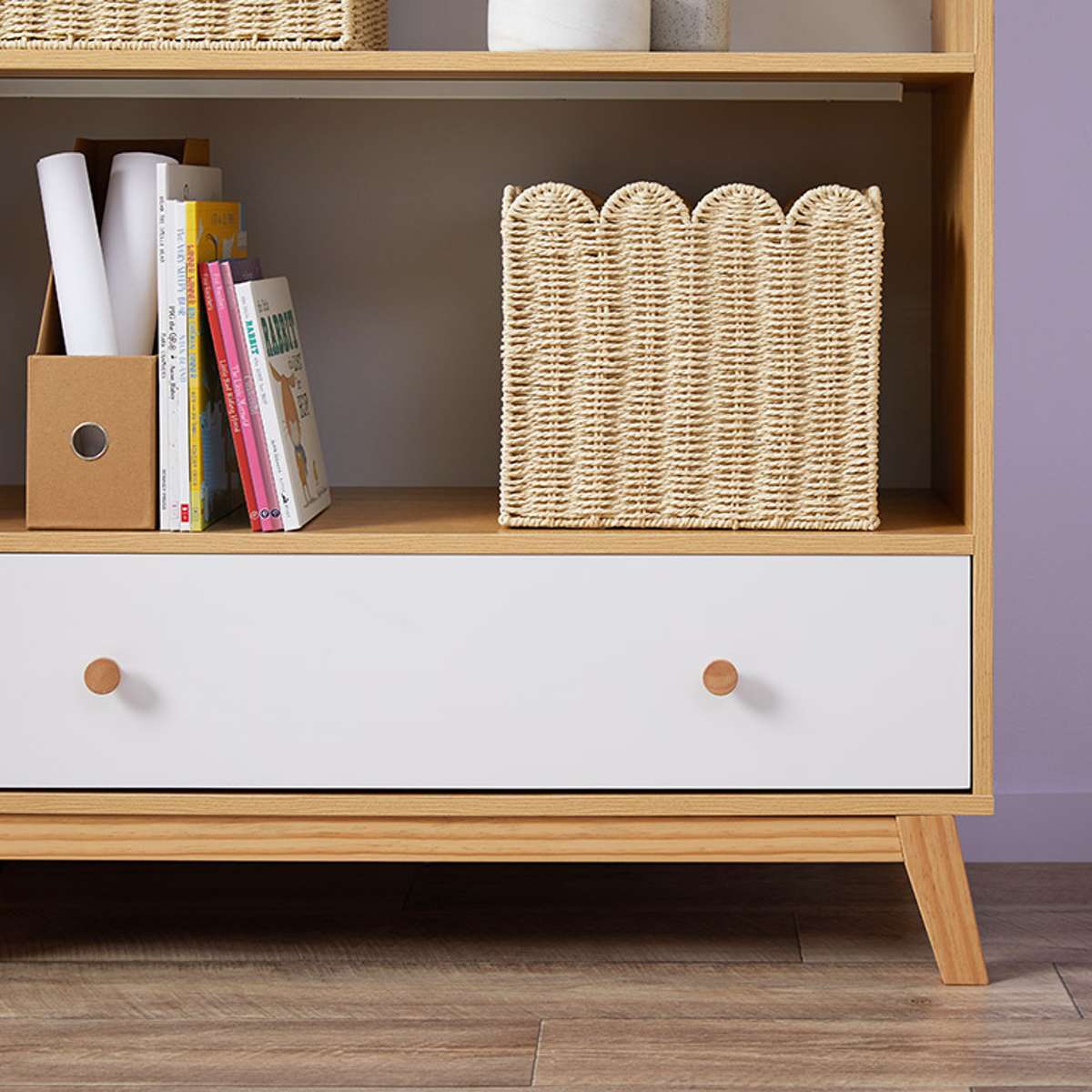 Aspen Bookcase - White/Natural - Mocka New Zealand