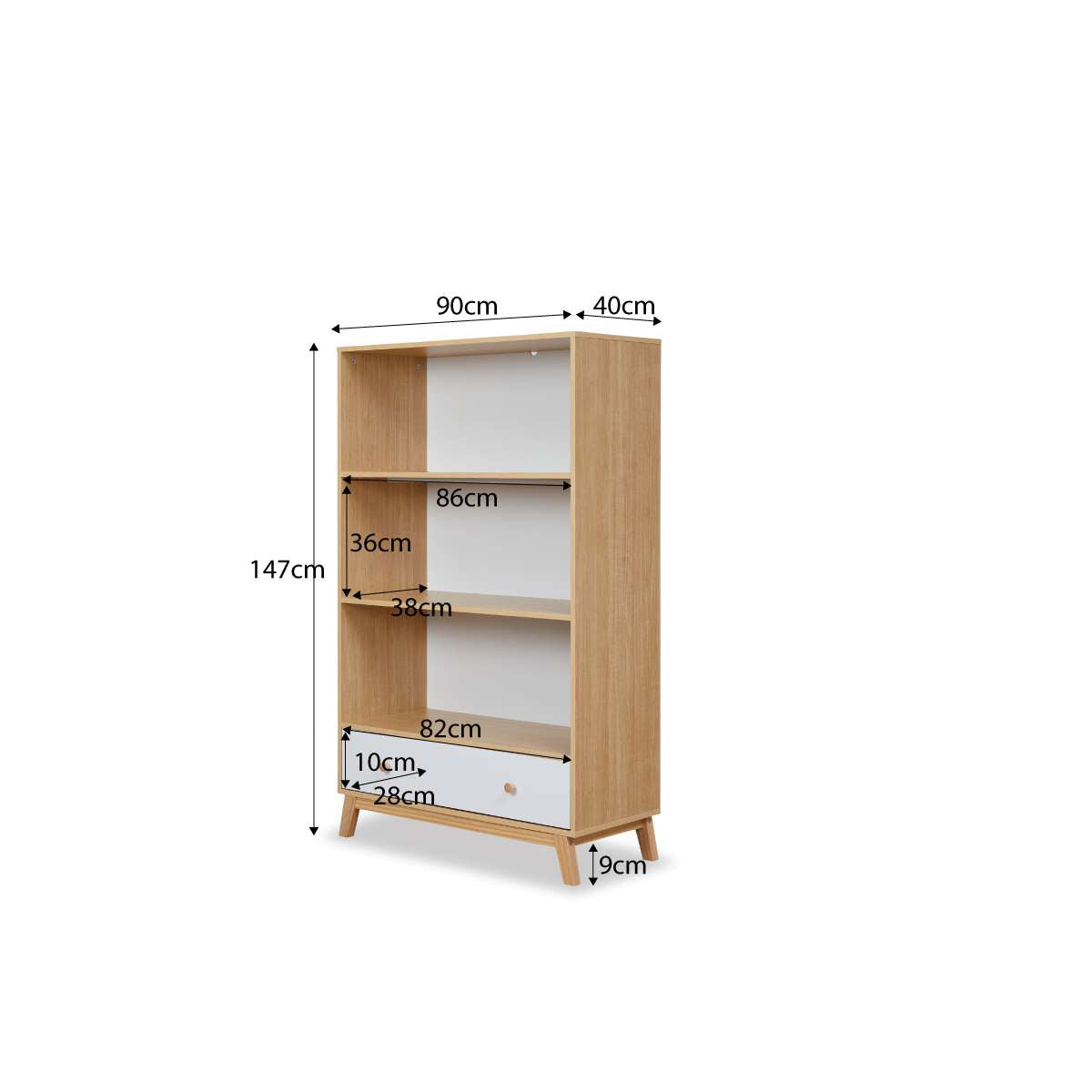 Aspen Bookcase - White/Natural - Mocka New Zealand