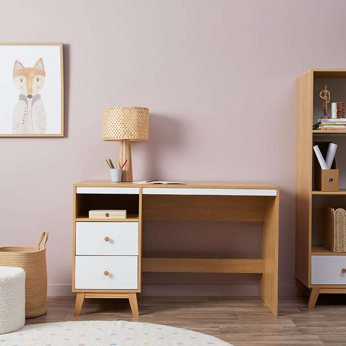 Aspen Desk - White/Natural - Mocka New Zealand