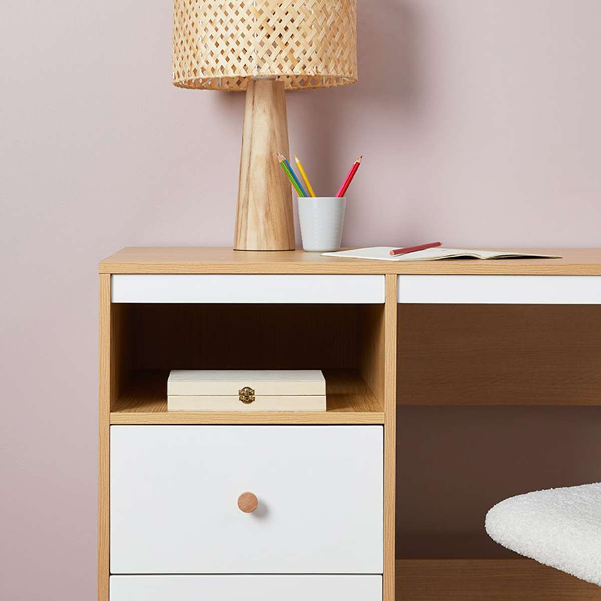 Aspen Desk - White/Natural - Mocka New Zealand