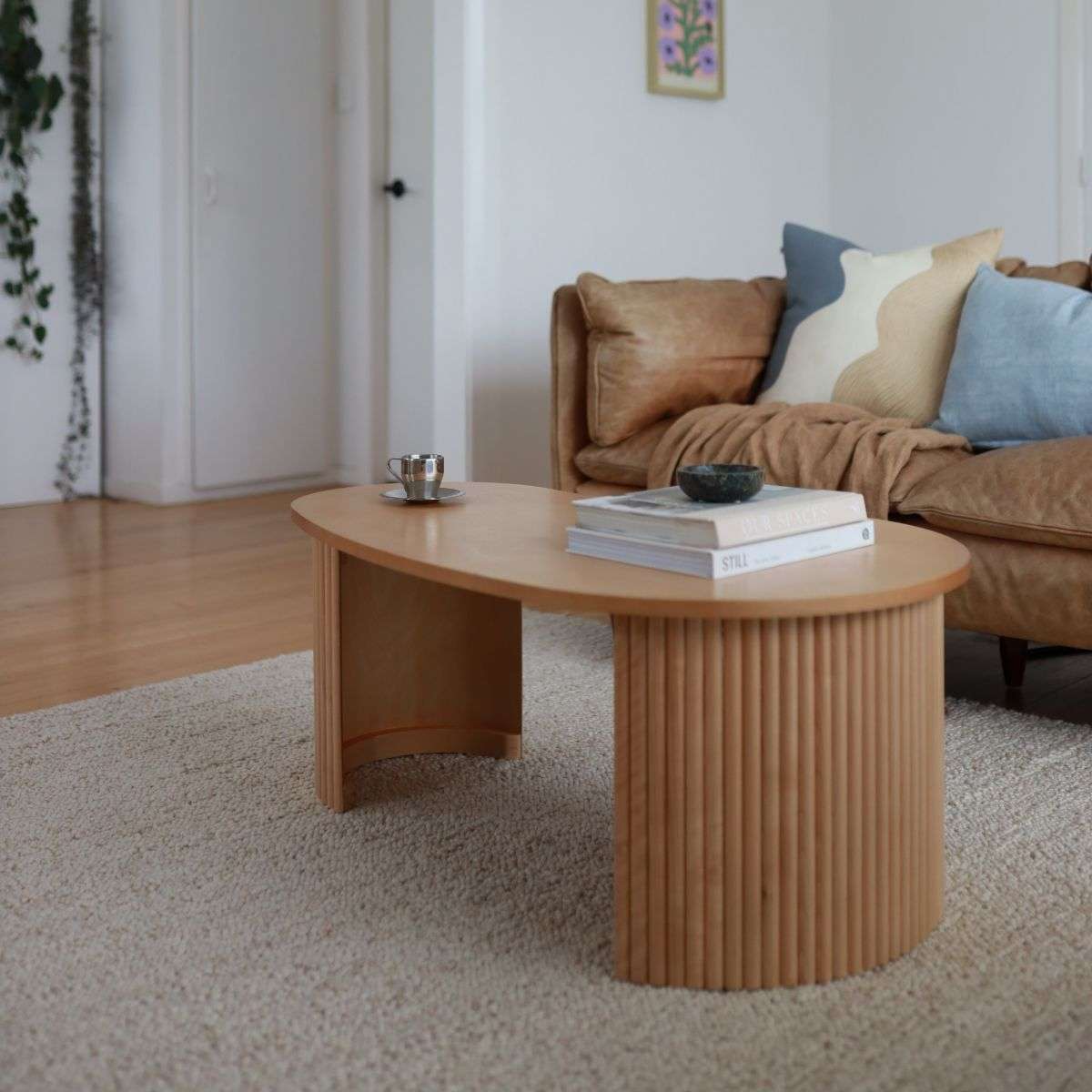 Eve Pebble Shaped Coffee Table - Birch - Mocka New Zealand