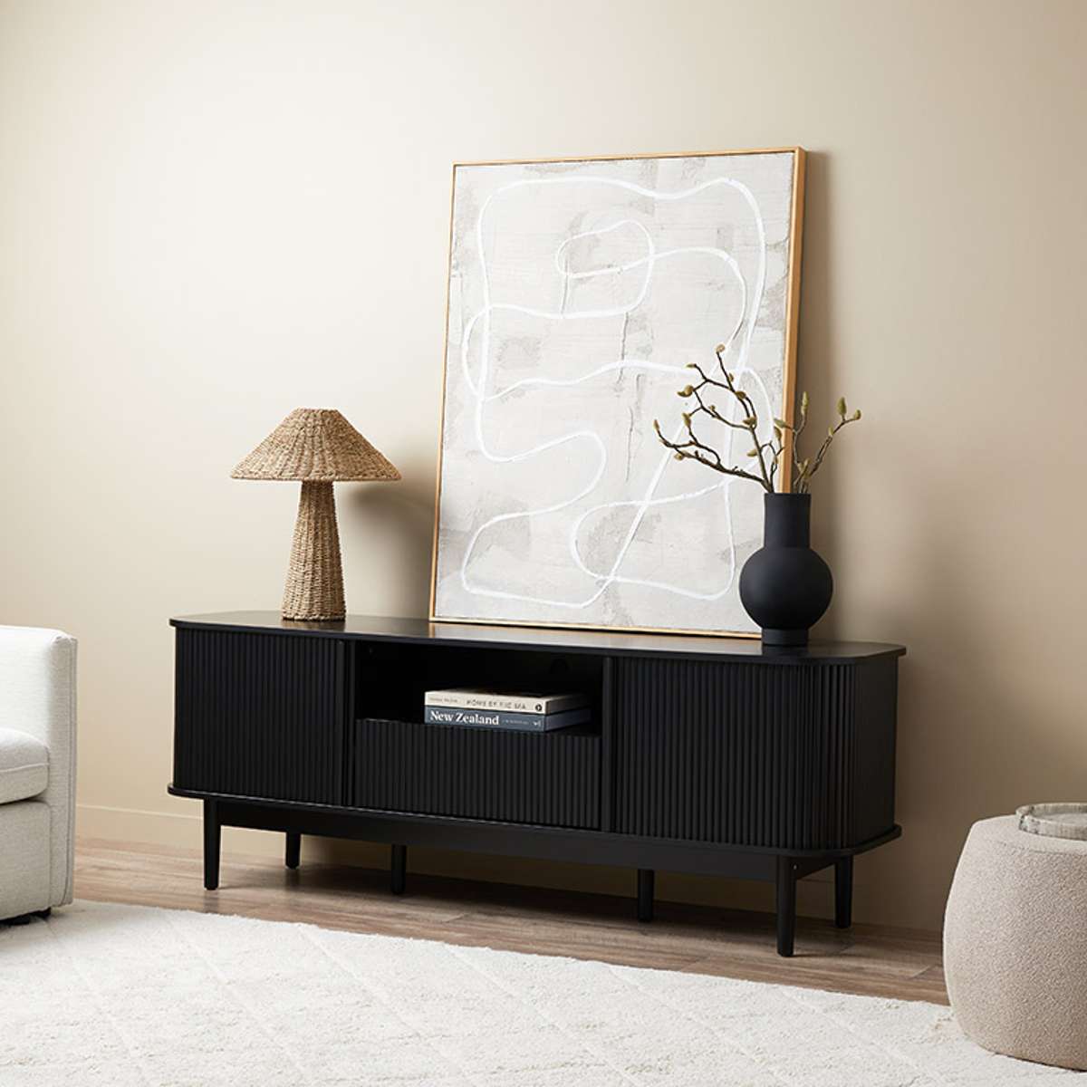 Maeve Entertainment Unit - Black - Mocka New Zealand