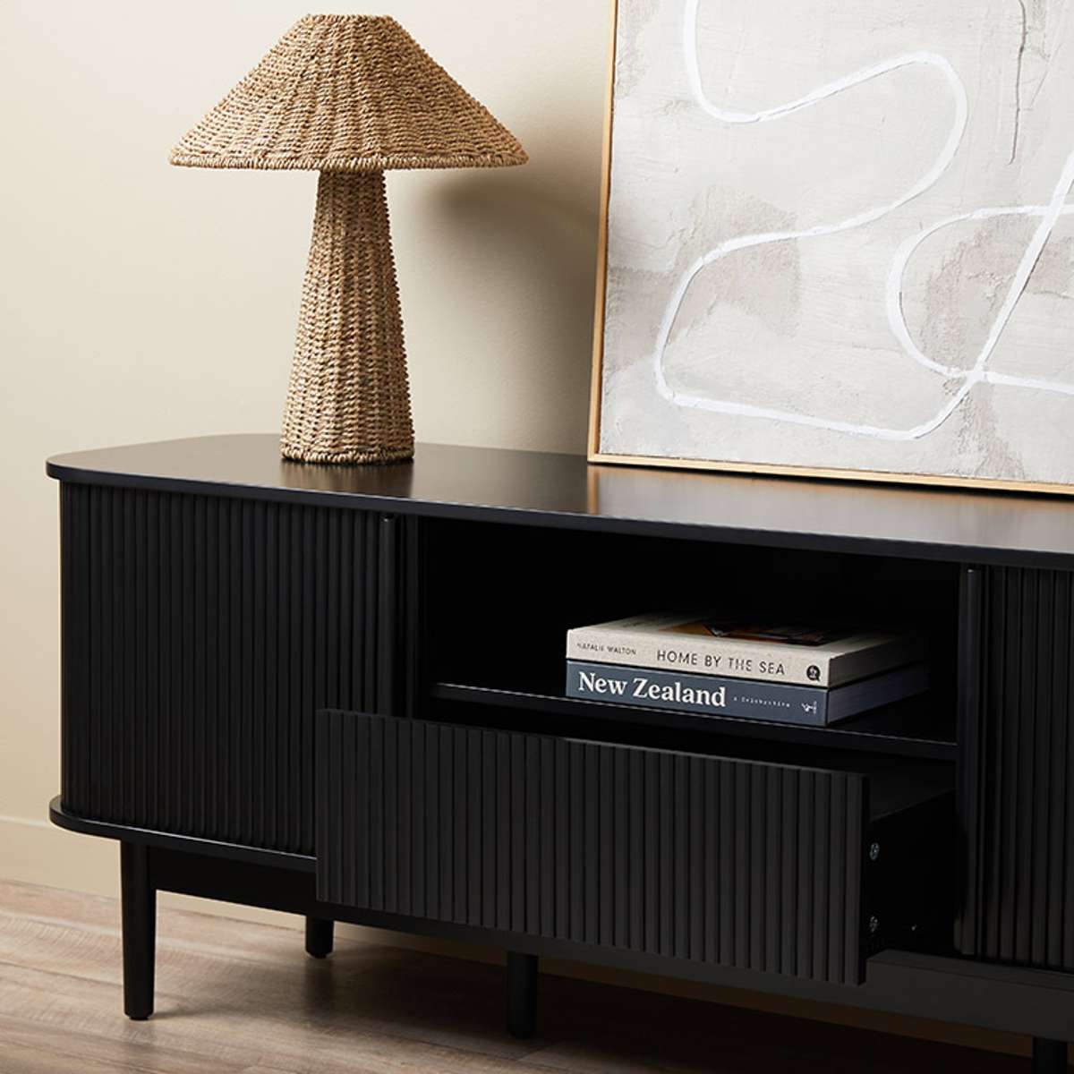 Maeve Entertainment Unit - Black - Mocka New Zealand