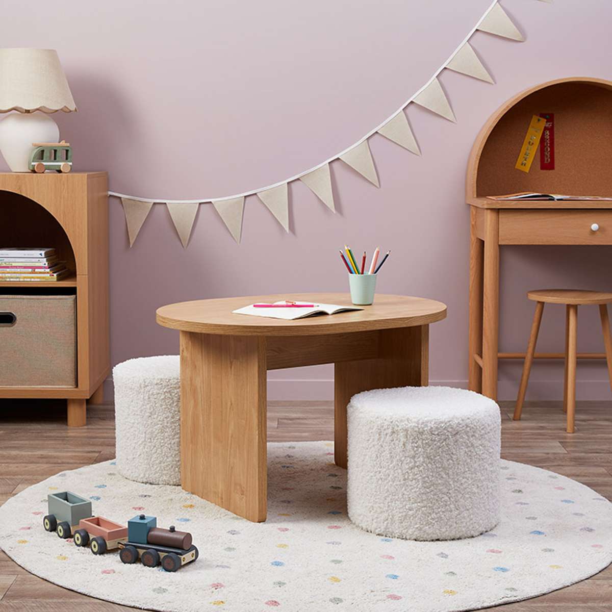 Mini Maeve Natural + Mini Moo Cream Two Seater Set - Mocka New Zealand
