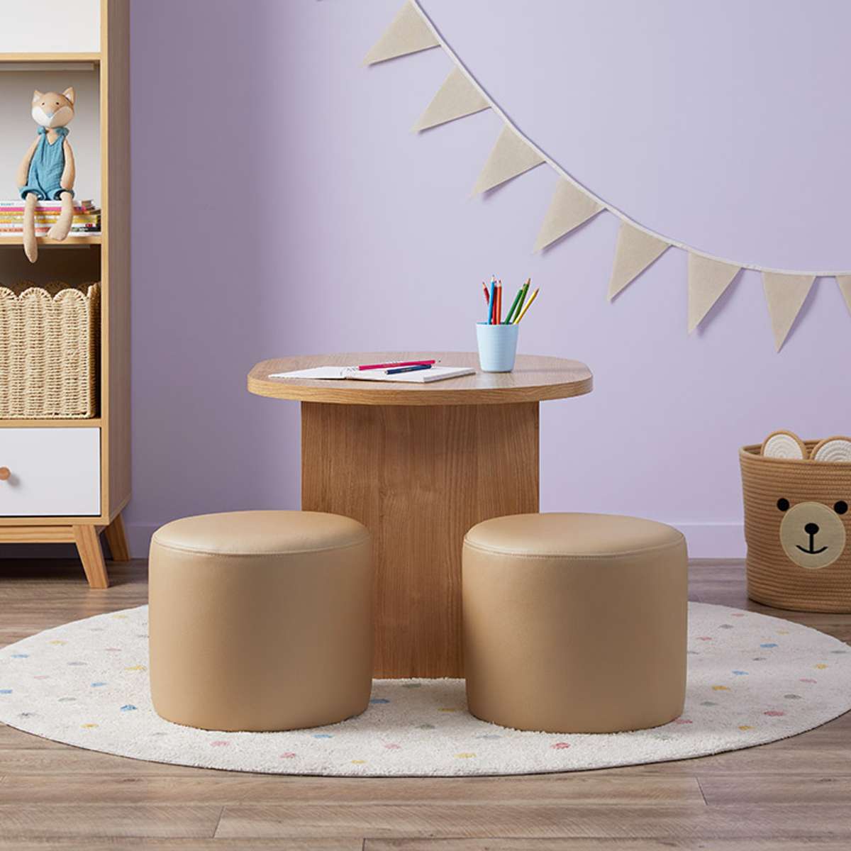 Mini Moo Stool - Set of Two - Beige - Mocka New Zealand