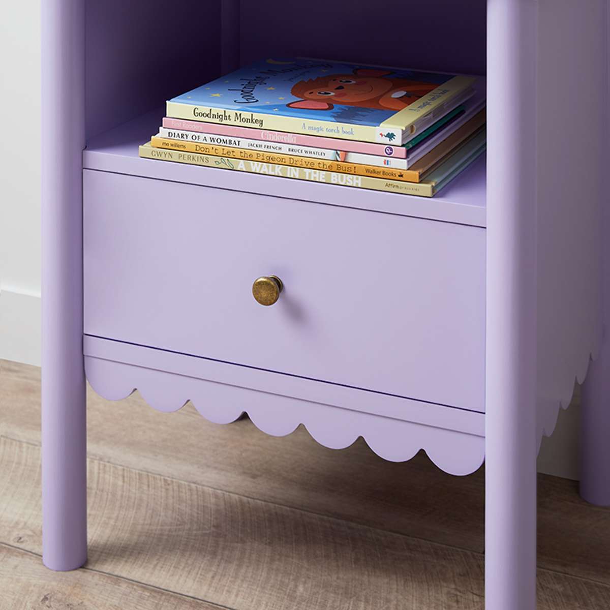 Maisie Scalloped Bedside Table - Lilac - Mocka New Zealand