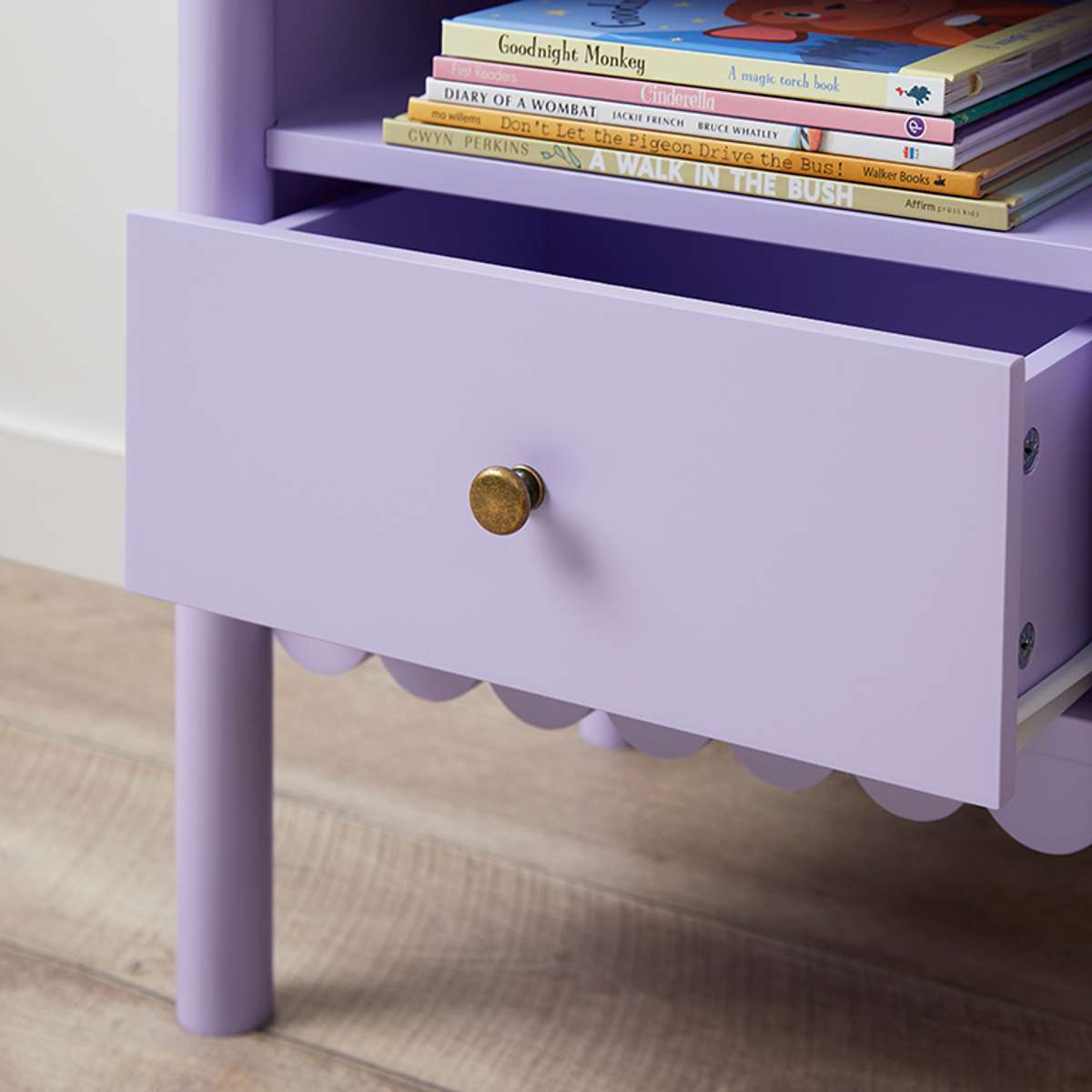 Maisie Scalloped Bedside Table - Lilac - Mocka New Zealand