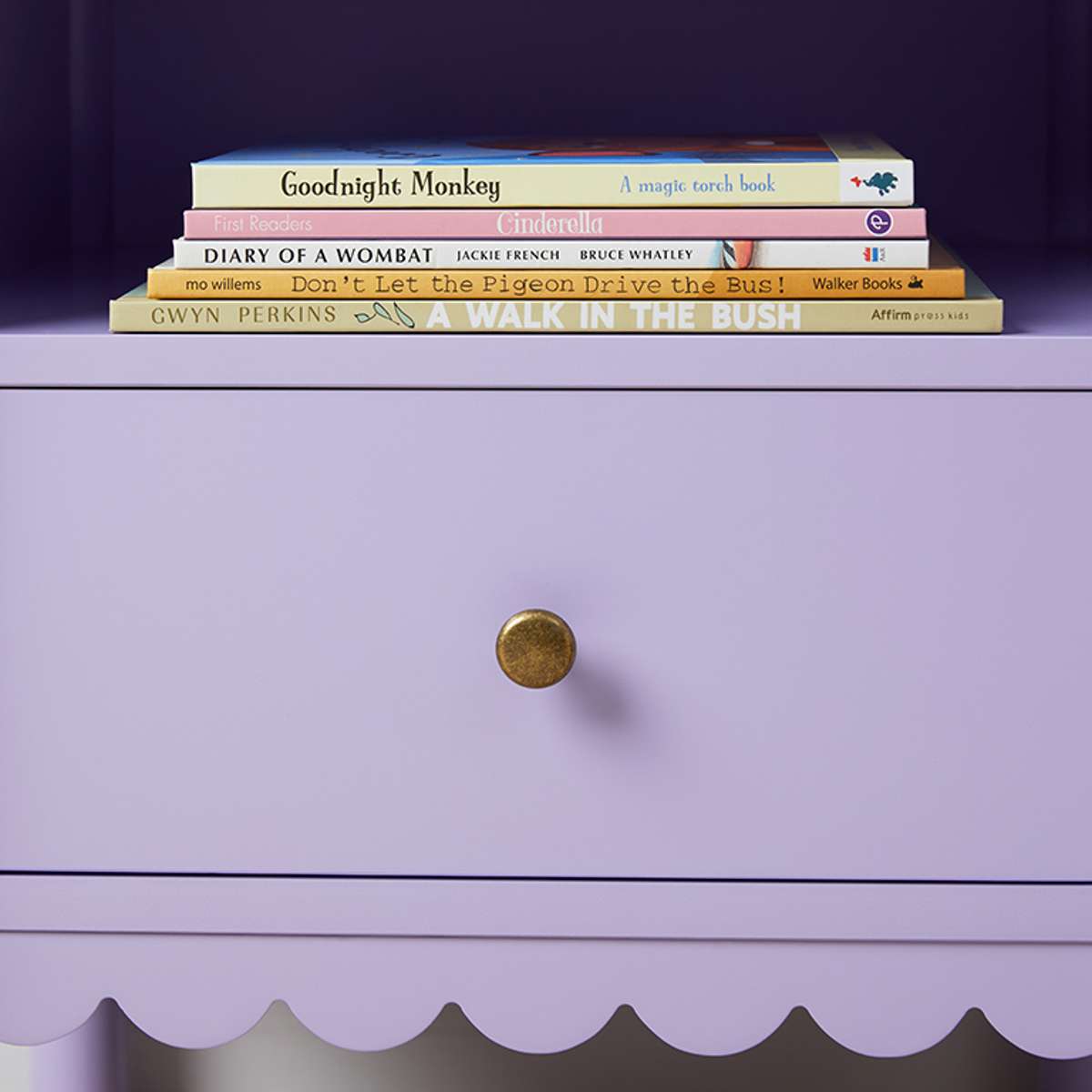 Maisie Scalloped Bedside Table - Lilac - Mocka New Zealand