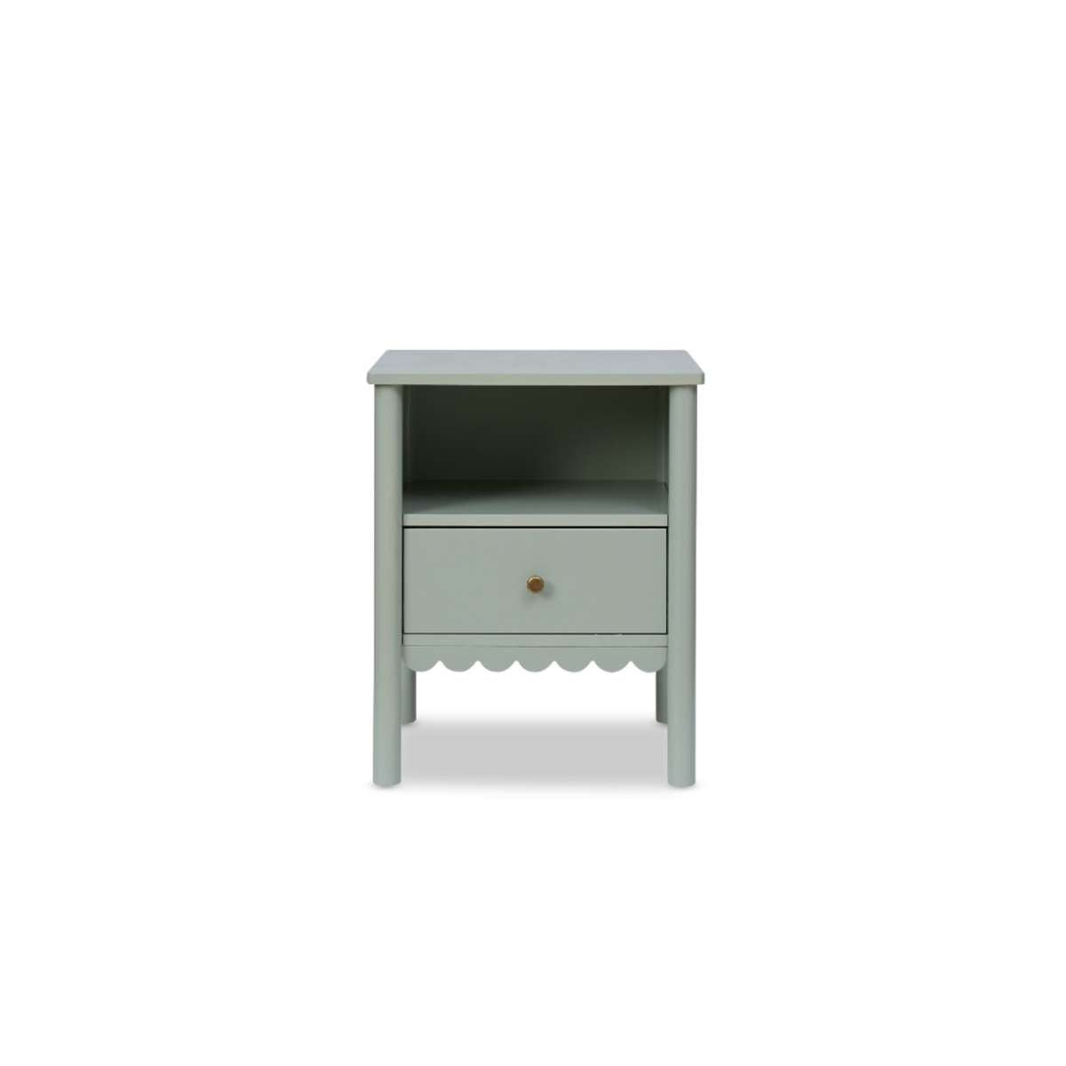 Maisie Scalloped Bedside Table - Sage Green - Mocka New Zealand