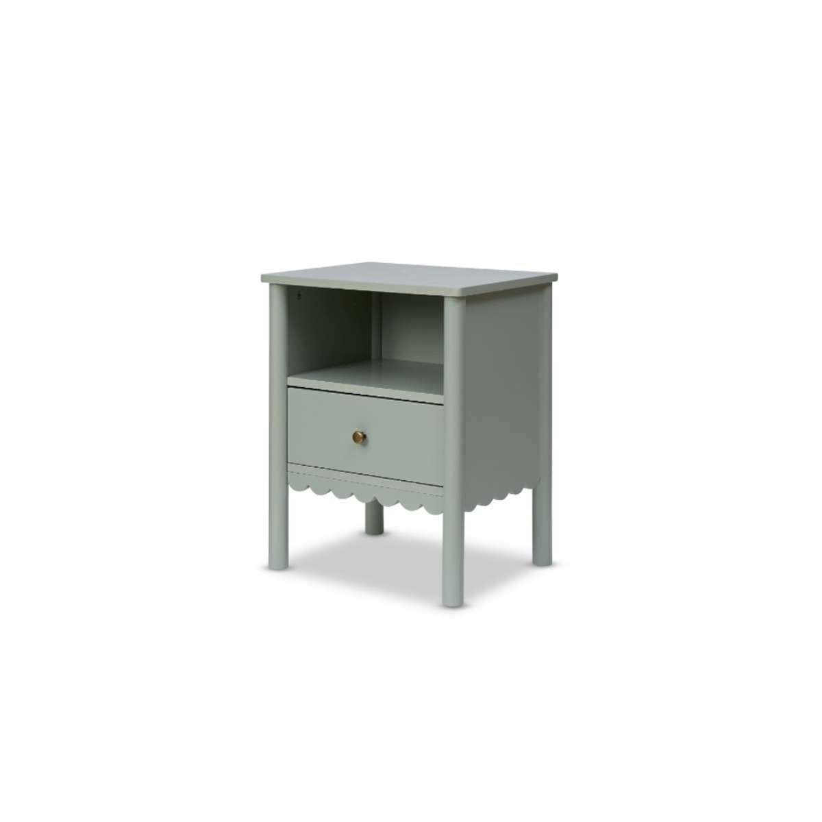 Maisie Scalloped Bedside Table - Sage Green - Mocka New Zealand