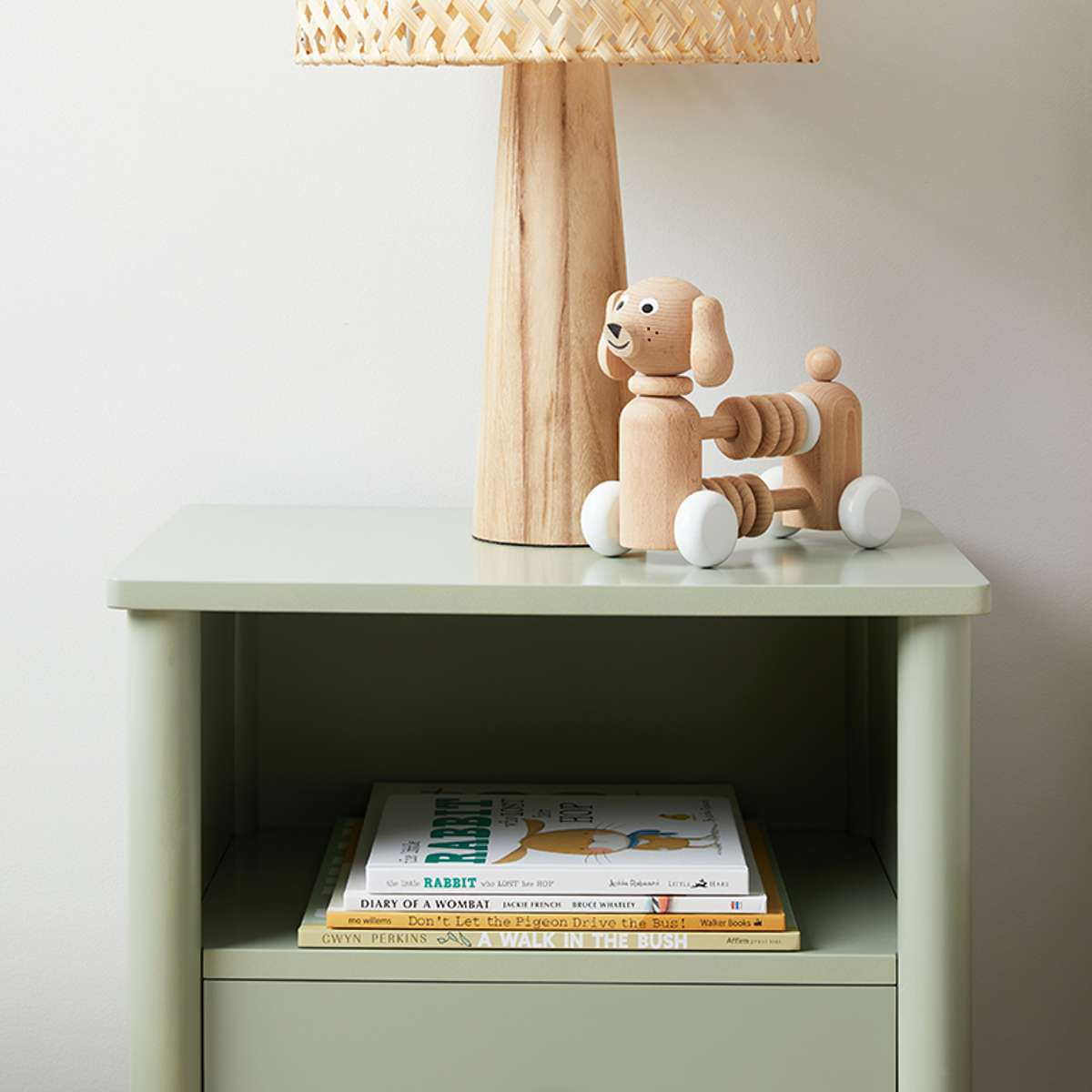 Maisie Scalloped Bedside Table - Sage Green - Mocka New Zealand