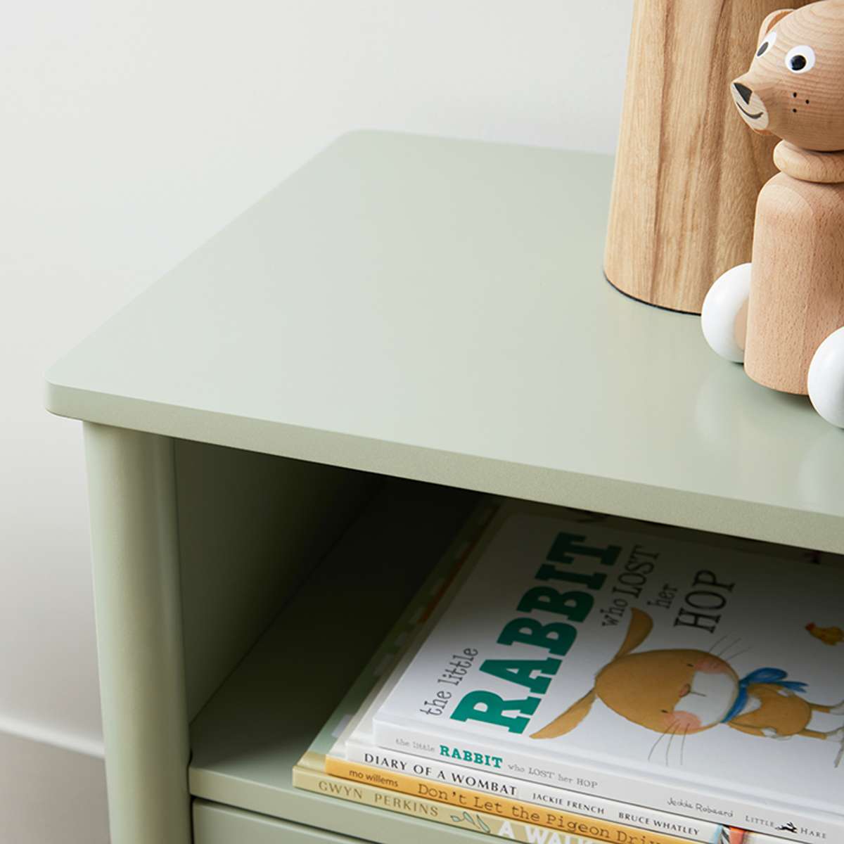 Maisie Scalloped Bedside Table - Sage Green - Mocka New Zealand