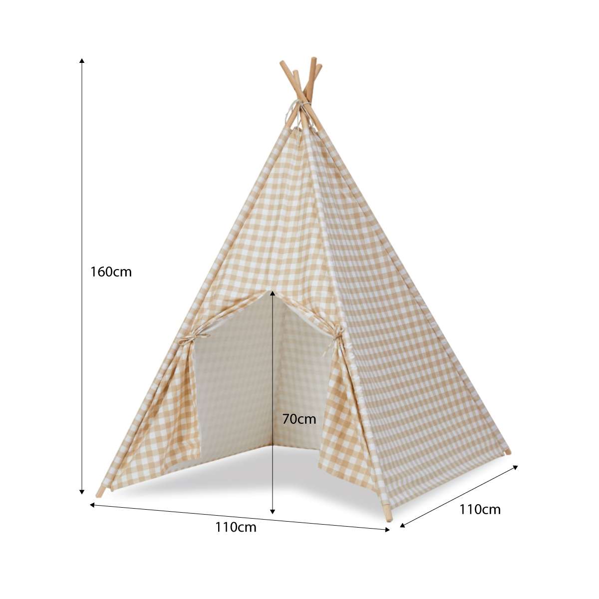 Henley Teepee - Beige Gingham - Mocka New Zealand