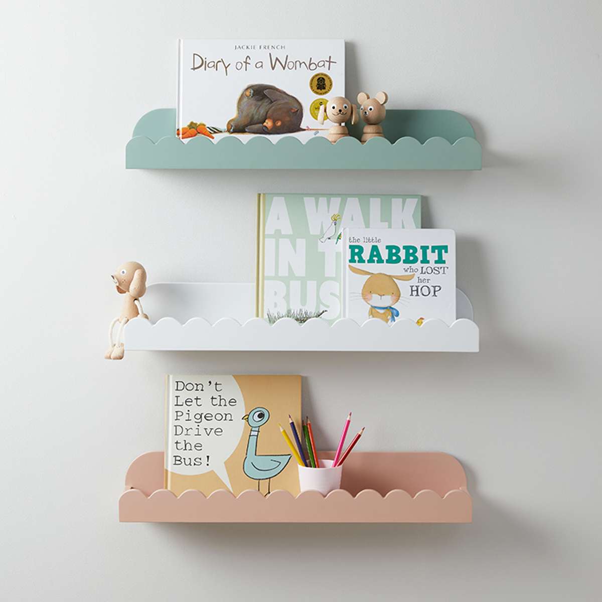 Sarah Scalloped Wall Shelf - Pink - Mocka New Zealand