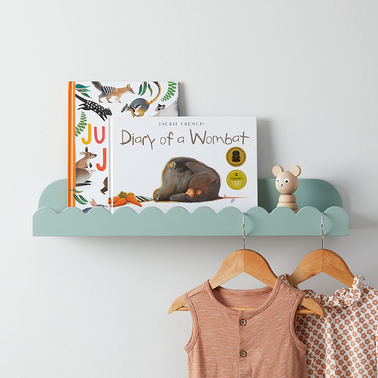 Sarah Scalloped Wall Shelf - Sage Green - Mocka New Zealand