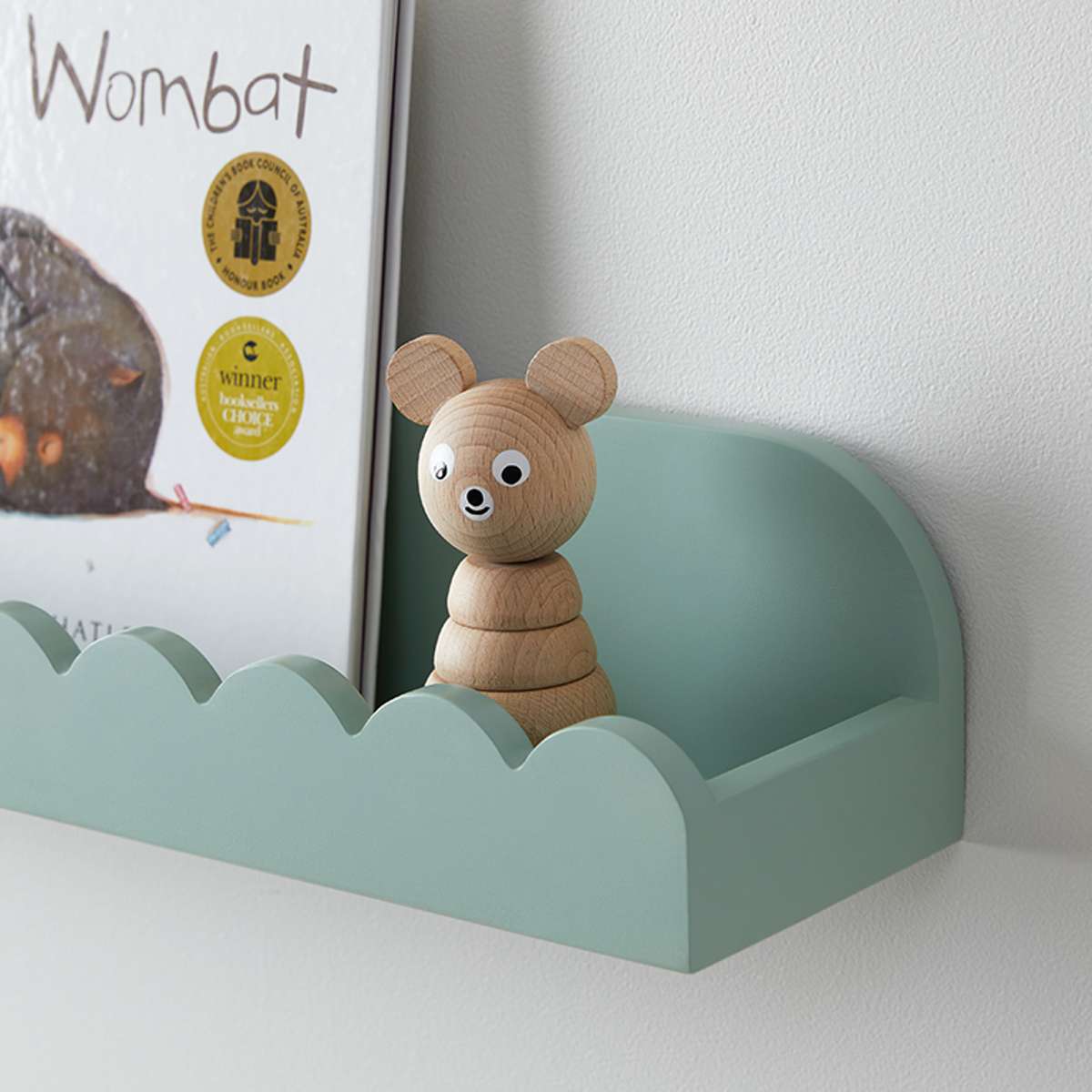 Sarah Scalloped Wall Shelf - Sage Green - Mocka New Zealand