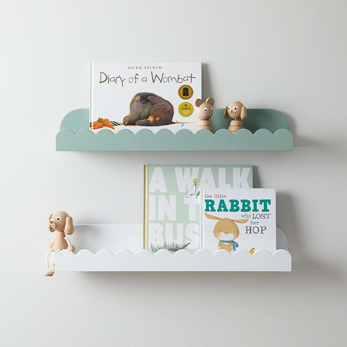 Sarah Scalloped Wall Shelf - Sage Green - Mocka New Zealand