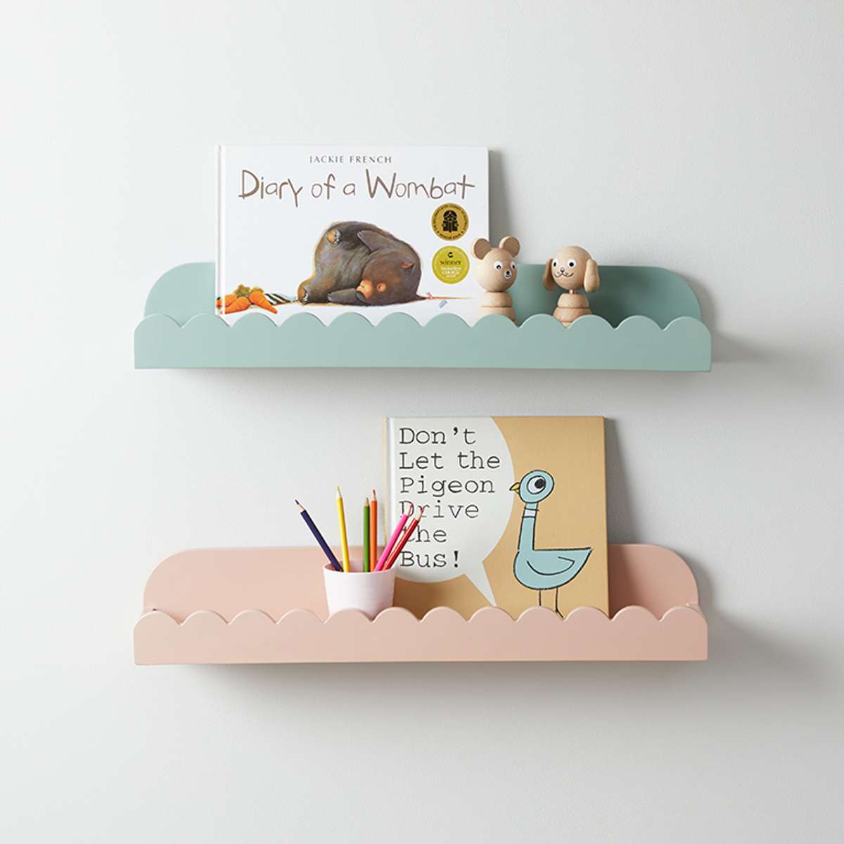 Sarah Scalloped Wall Shelf - Sage Green - Mocka New Zealand