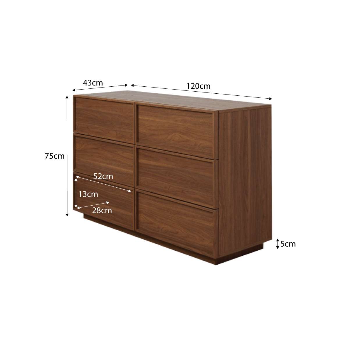 Osaka Six Drawer in Walnut | Modern Drawers | Mocka