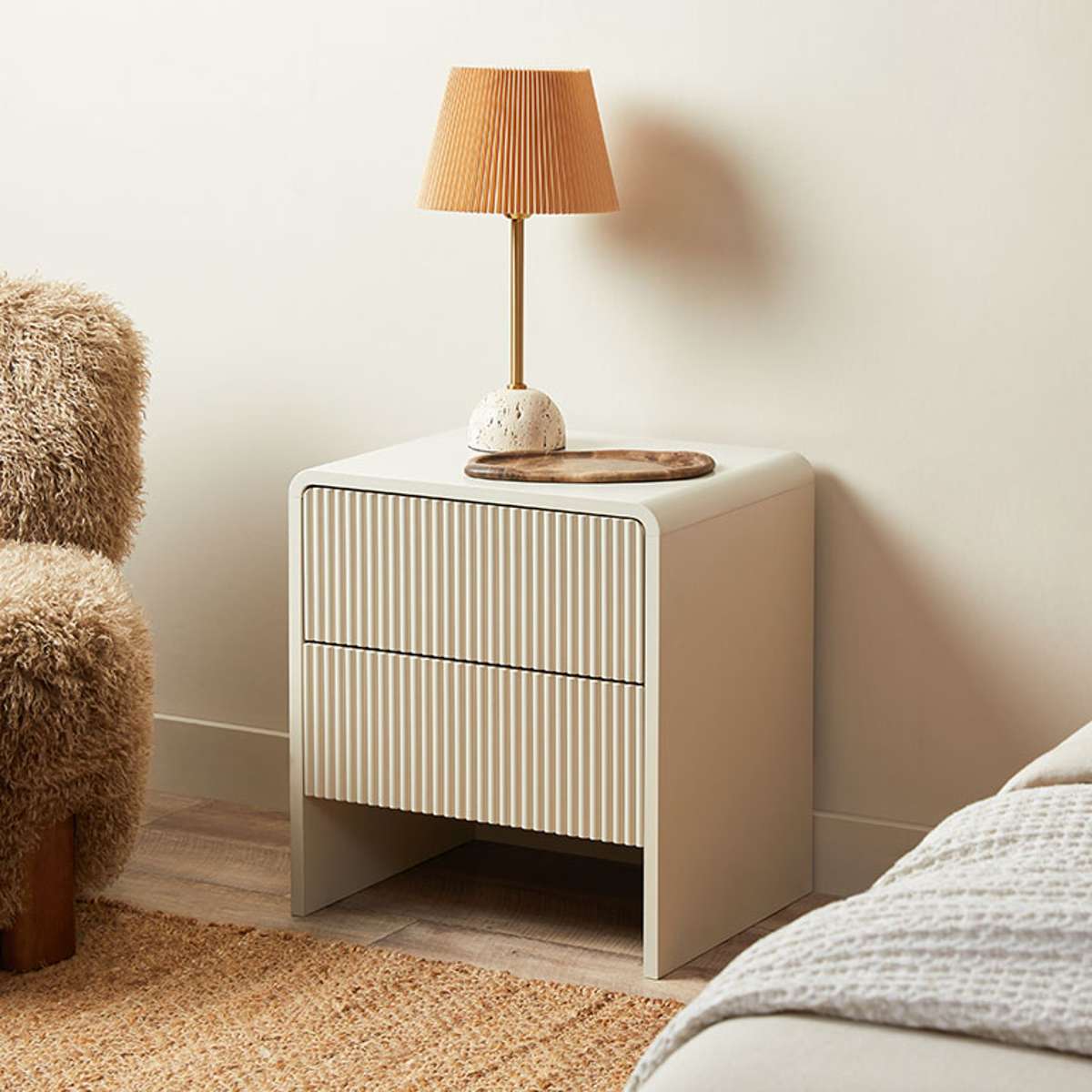 Majorca Bedside Table - Beige - Mocka New Zealand