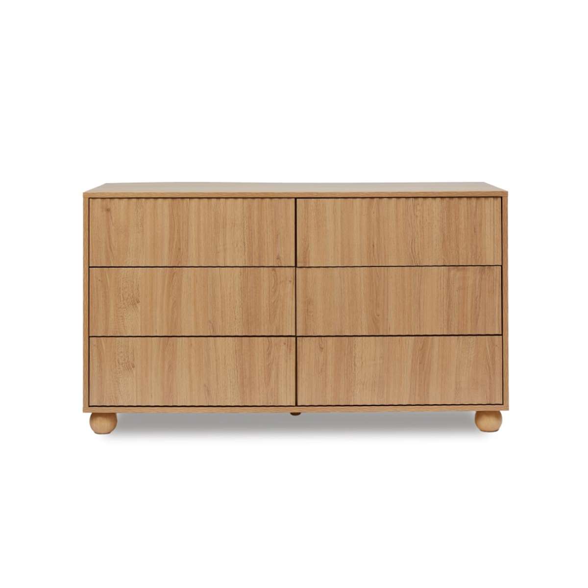 Deven Ball Feet Six Drawer - Natural - Mocka New Zealand