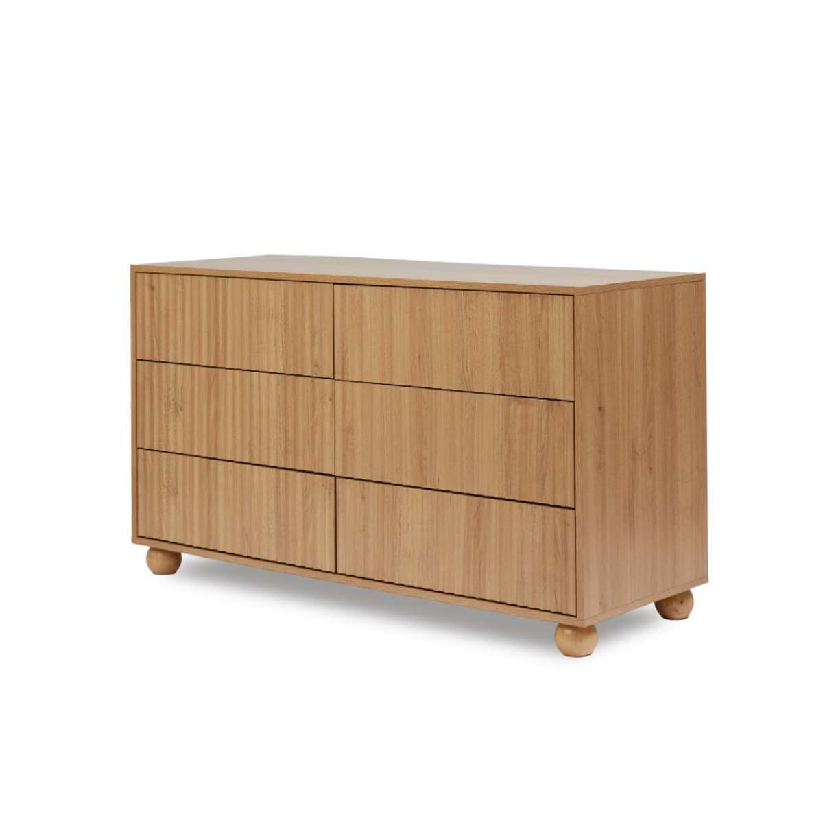 Deven Ball Feet Six Drawer - Natural - Mocka New Zealand