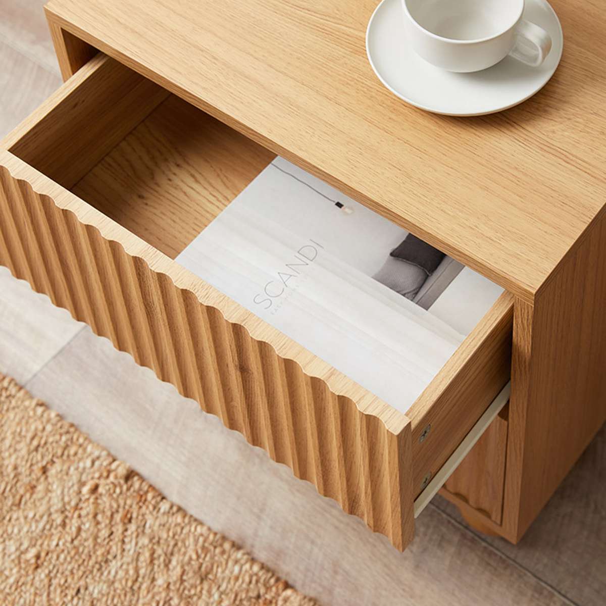 Deven Ball Feet Bedside Table - Natural - Mocka New Zealand