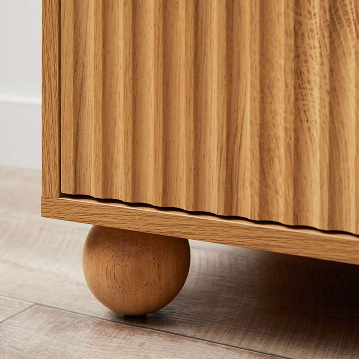 Deven Ball Feet Bedside Table - Natural - Mocka New Zealand
