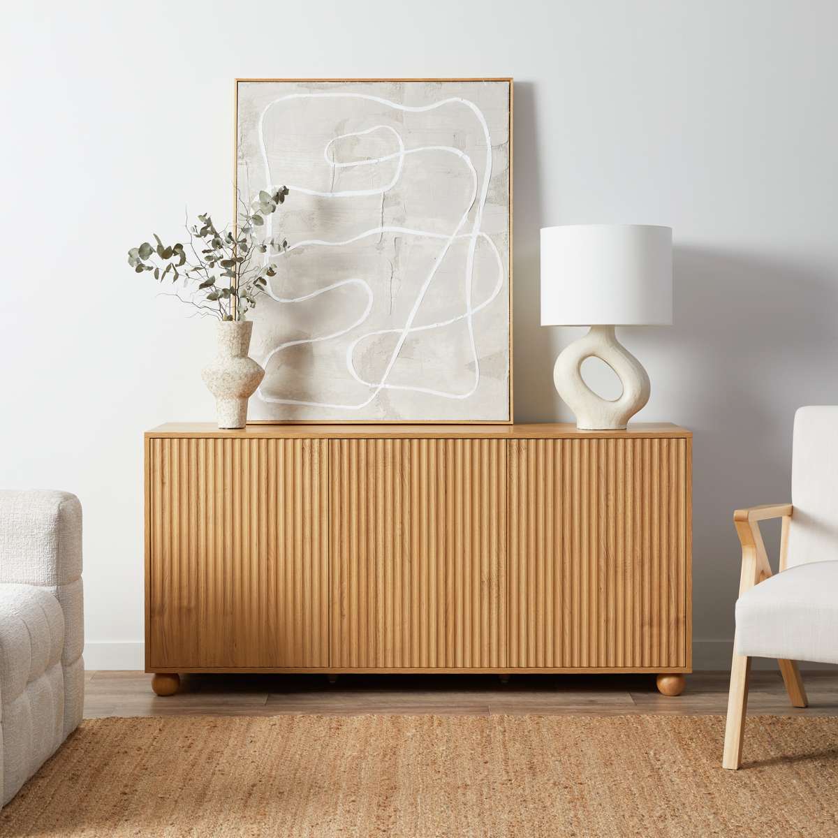 Deven Ball Feet Buffet - Natural - Mocka New Zealand