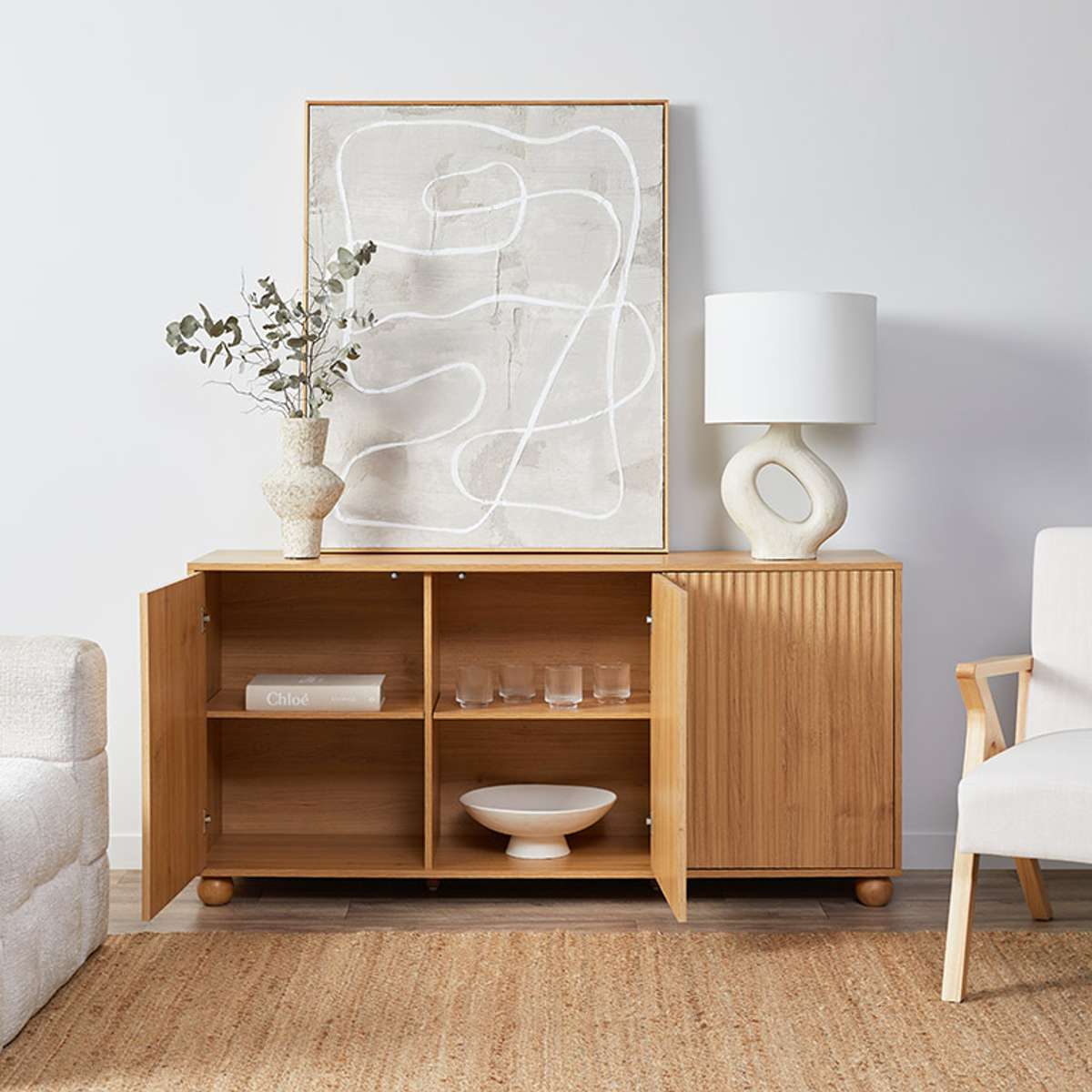 Deven Ball Feet Buffet - Natural - Mocka New Zealand