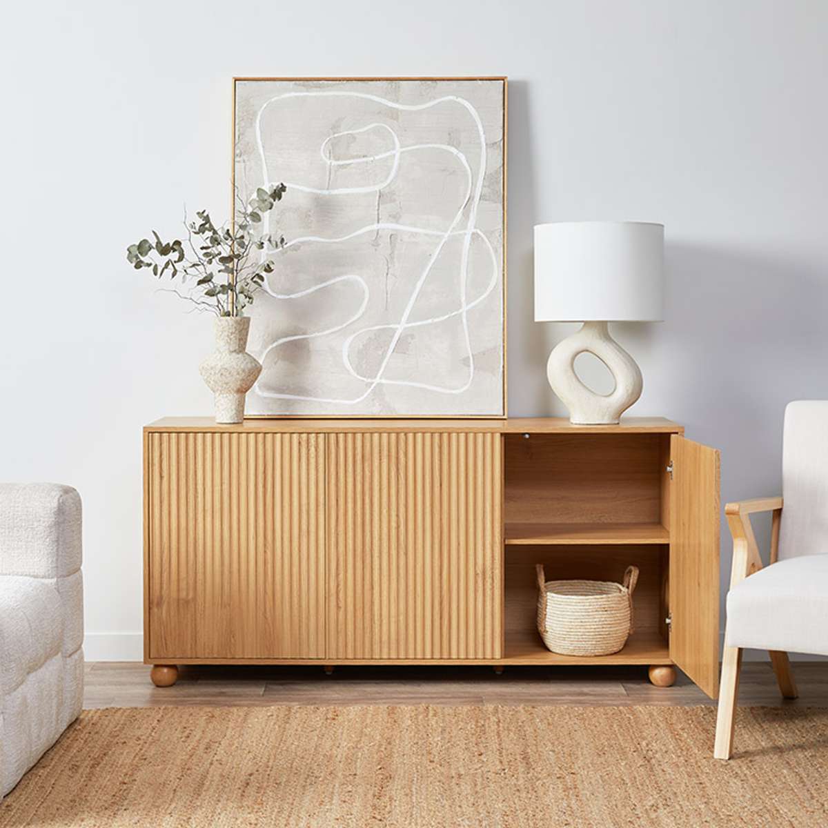 Deven Ball Feet Buffet - Natural - Mocka New Zealand