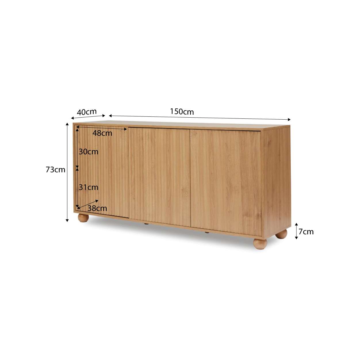 Deven Ball Feet Buffet - Natural - Mocka New Zealand