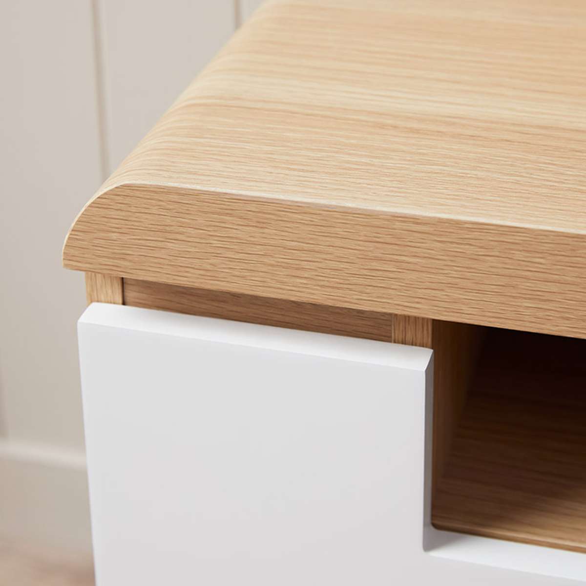 Rhodes Bedside Table - White/Natural - Mocka New Zealand