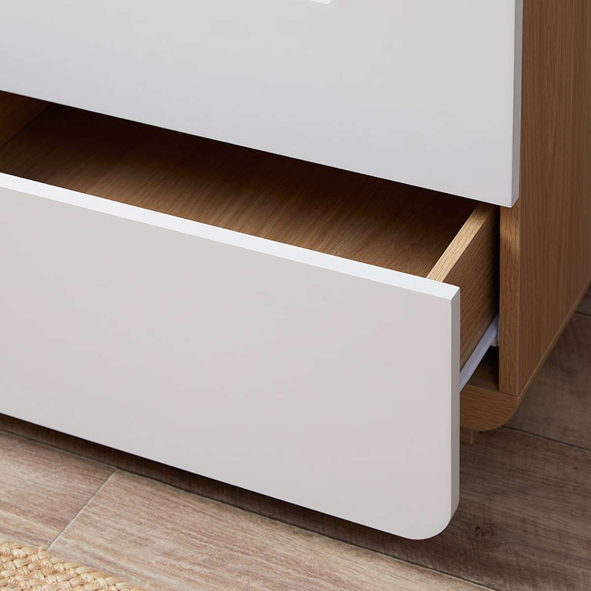Rhodes Bedside Table - White/Natural - Mocka New Zealand