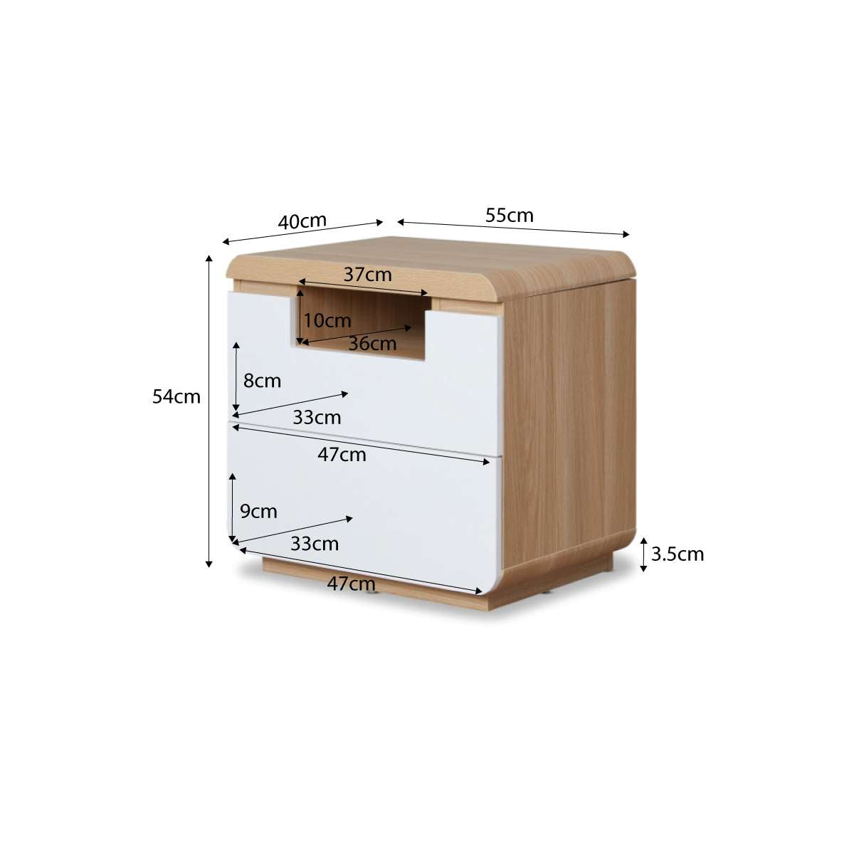 Rhodes Bedside Table - White/Natural - Mocka New Zealand