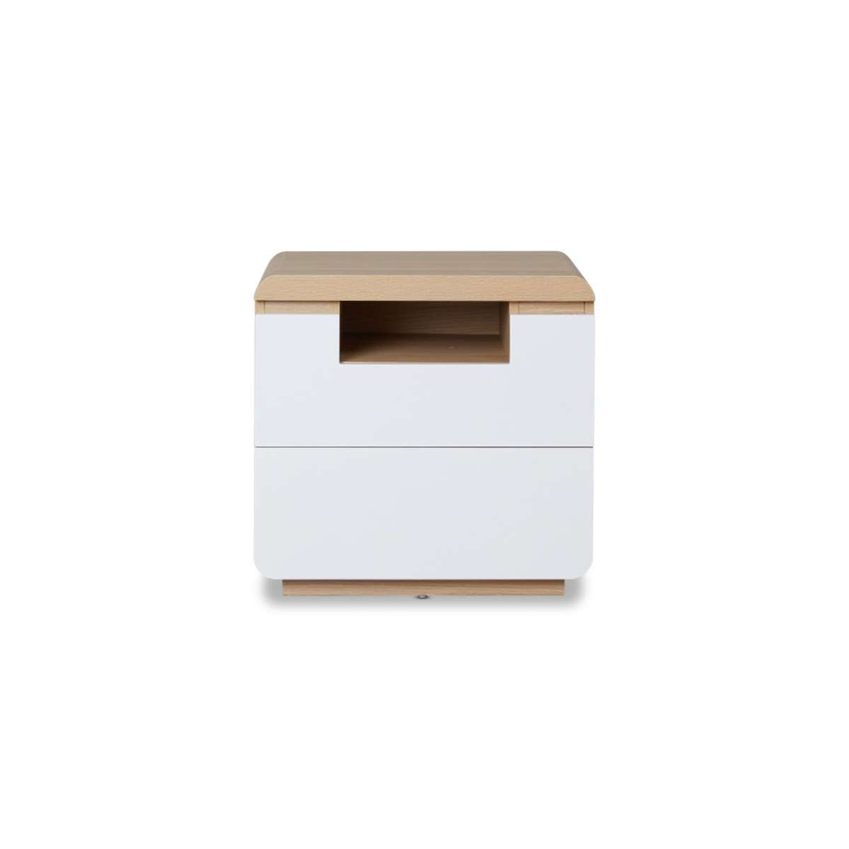Rhodes Bedside Table - White/Natural - Mocka New Zealand