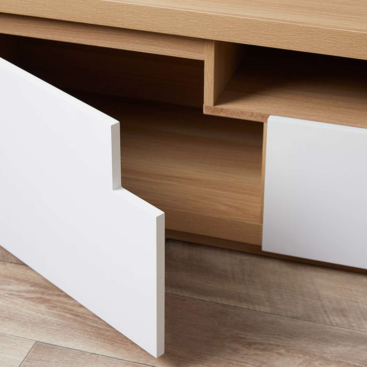 Rhodes Entertainment Unit - White/Natural - Mocka New Zealand