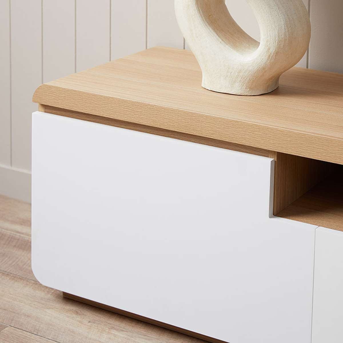 Rhodes Entertainment Unit - White/Natural - Mocka New Zealand