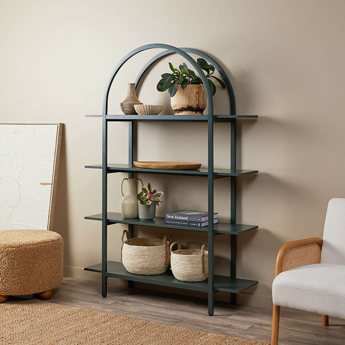 Alfie Arched Shelves - Green - Mocka New Zealand