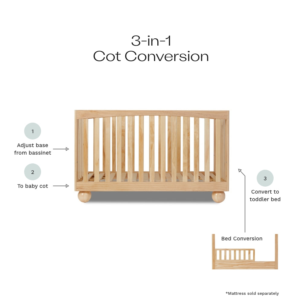 Blake Natural 3-in-1 Conversion Cot Bundle - Mocka New Zealand