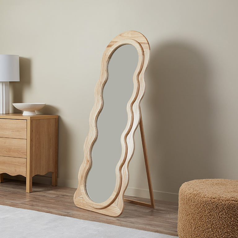 Wave Solid Wood Mirror - Mocka New Zealand