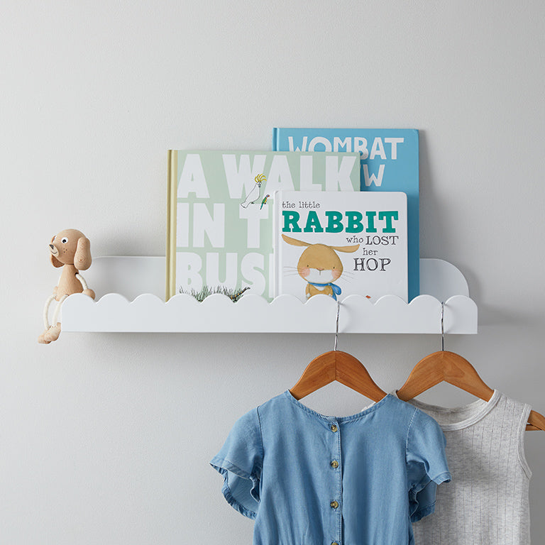 Sarah Scalloped Wall Shelf - White - Mocka New Zealand