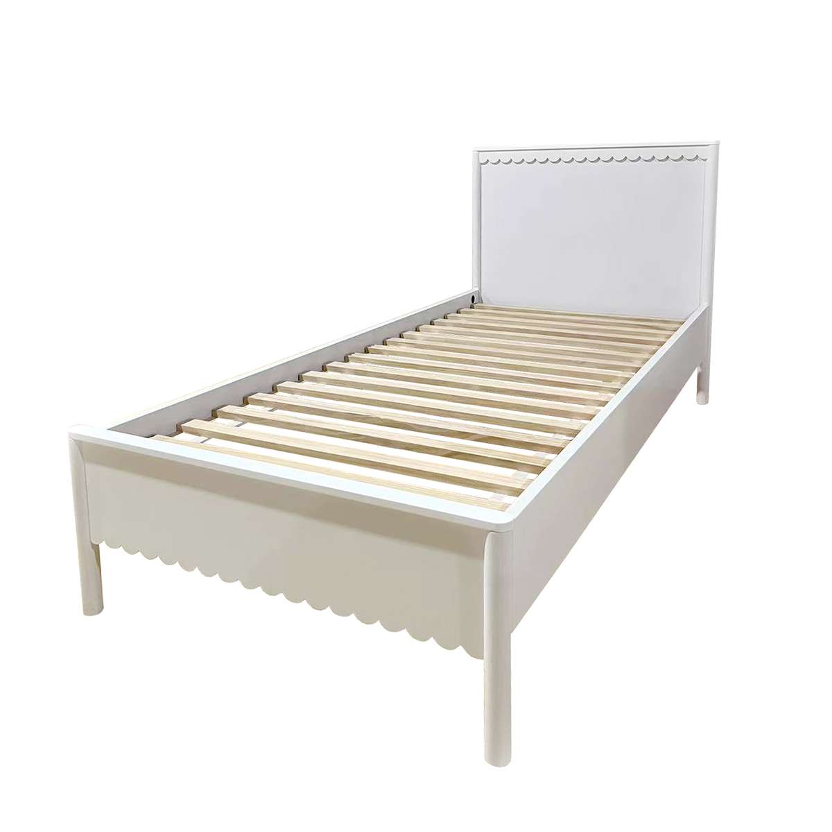 Maisie Scalloped Bed - Single - White - Mocka New Zealand
