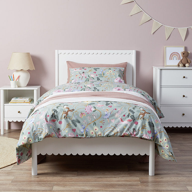 Maisie Scalloped Bed - Single - White - Mocka New Zealand