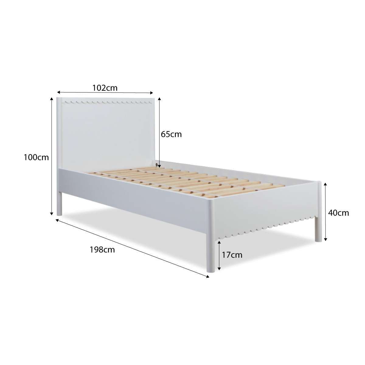 Maisie Scalloped Bed - Single - White - Mocka New Zealand