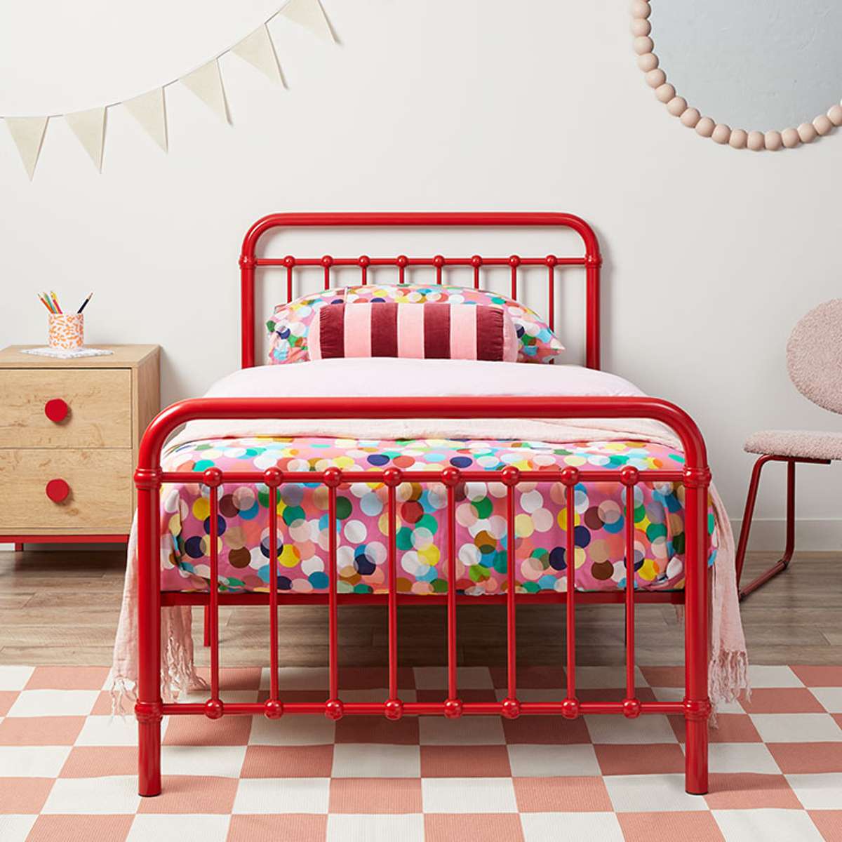 Kobie Checkerboard Rug - Rust - Mocka New Zealand