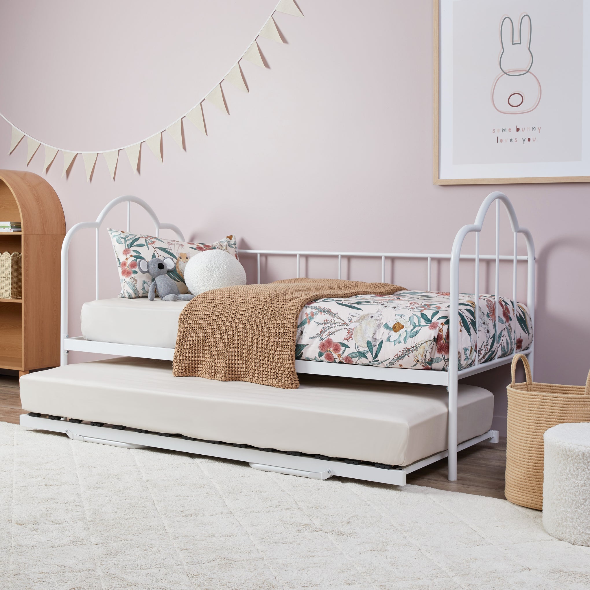 Dixie Day Bed With Trundle - White - Mocka New Zealand