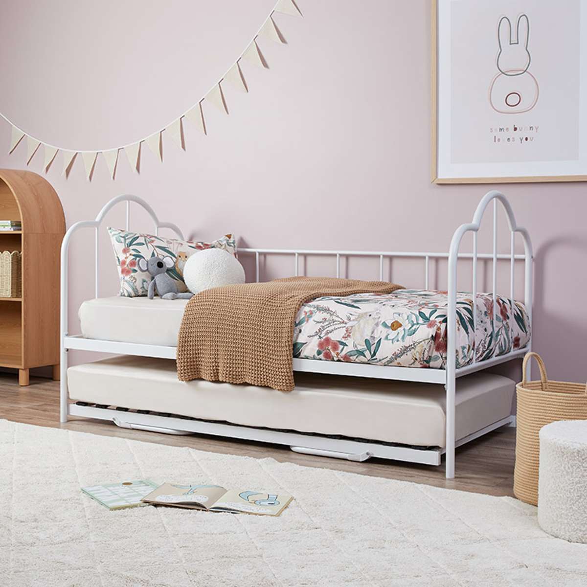 Dixie Day Bed With Trundle - White - Mocka New Zealand